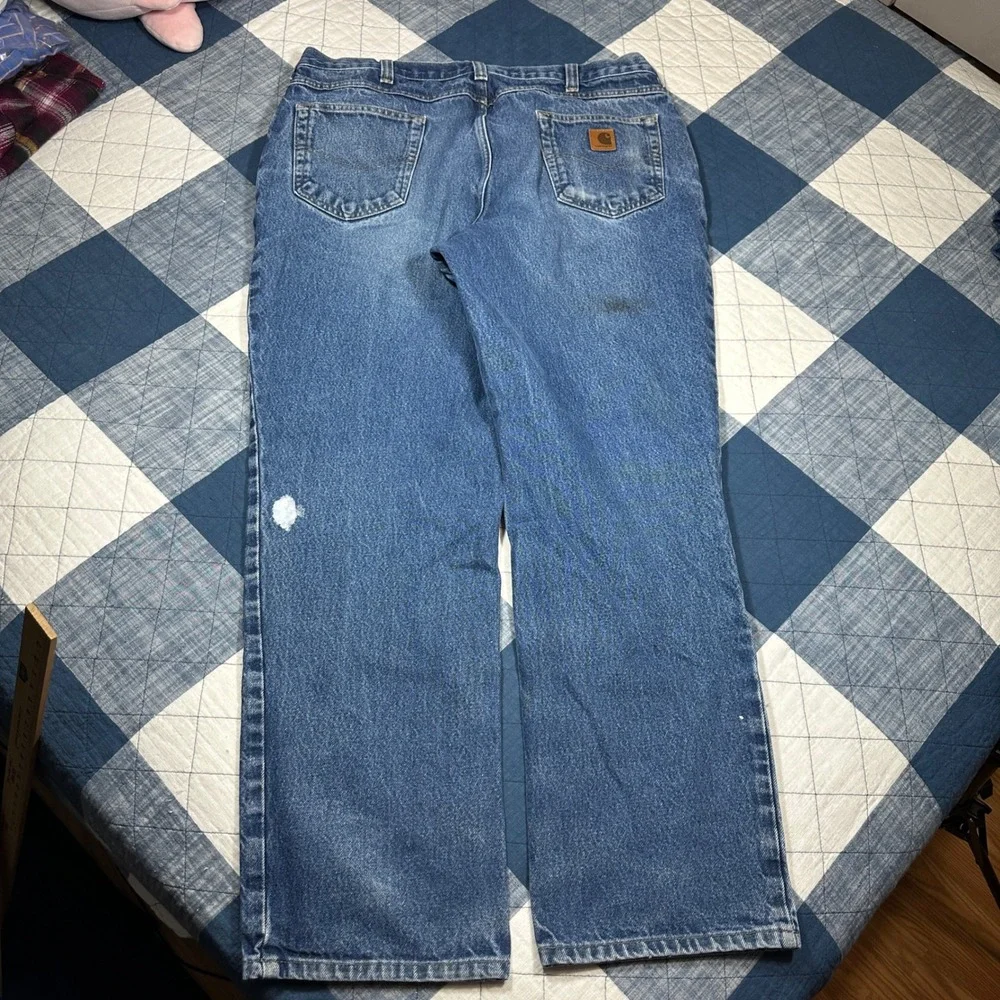 Carhartt Relaxed Fit Jeans Mens 38x32 Blue Denim Straight Leg Workwear 381-83